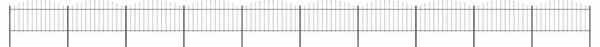 Zahradní plot s kopím nahoře ocelový 1673 x 150 cm černý 277739