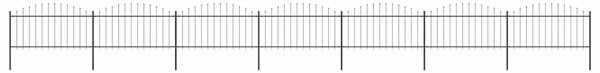 Zahradní plot s kopím nahoře ocelový 1172 x 150 cm černý 277736