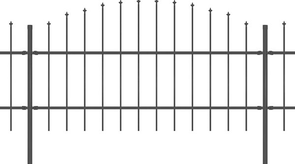 Zahradní plot s kopím nahoře ocelový 1172 x 100 cm černý 277718