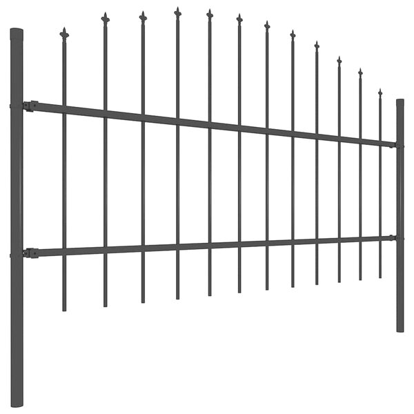 Zahradní plot s kopím nahoře ocelový 1506 x 100 cm černý 277720