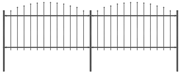 Zahradní plot s kopím nahoře ocelový 337 x 150 cm černý 277731
