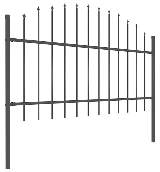 Zahradní plot s kopím nahoře ocelový 1005 x 125 cm černý 277726