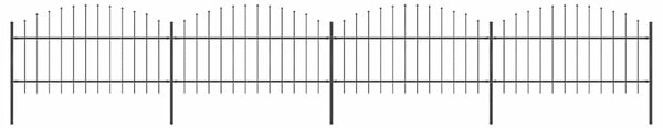 Zahradní plot s kopím nahoře ocelový 671 x 125 cm černý 277724
