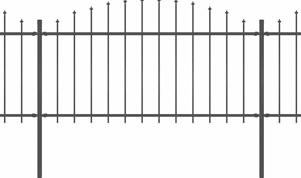 Zahradní plot s kopím nahoře ocelový 337 x 150 cm černý 277731