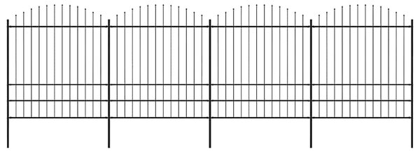 Zahradní plot s kopím nahoře ocelový 671 x 200 cm černý 277751