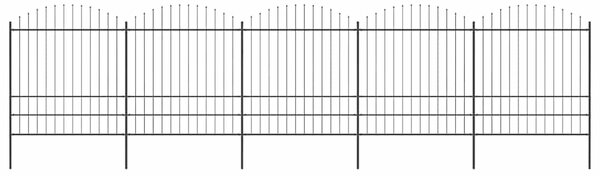 Zahradní plot s kopím nahoře ocelový 838 x 200 cm černý 277752