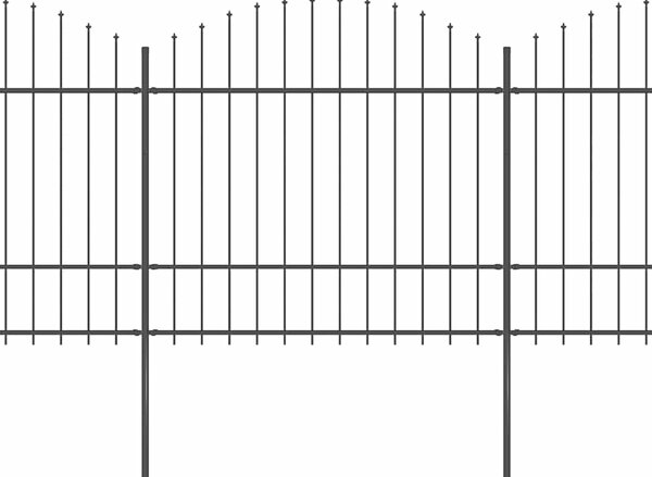 Zahradní plot s kopím nahoře ocelový 1506 x 175 cm černý 277747