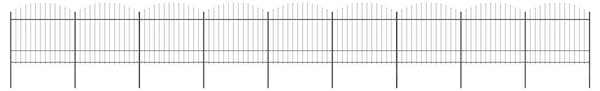 Zahradní plot s kopím nahoře ocelový 1506 x 175 cm černý 277747
