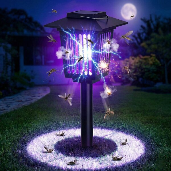 LED solární zápichové svítidlo 44 cm s UV lapačem hmyzu, 1 W, studená bílá, IP44