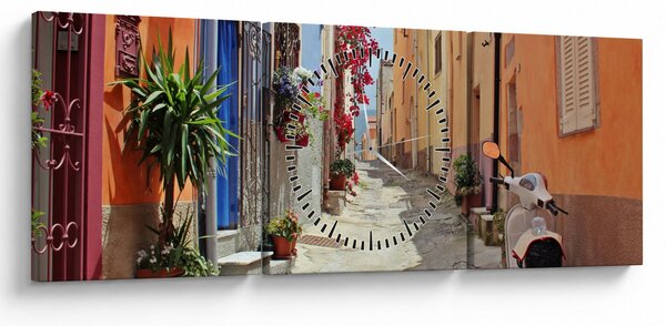 Obraz ulice na Sardínii (s hodinami) (90x30 cm)