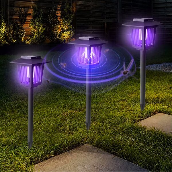LED solární zápichové svítidlo 44 cm s UV lapačem hmyzu, 1 W, studená bílá, IP44