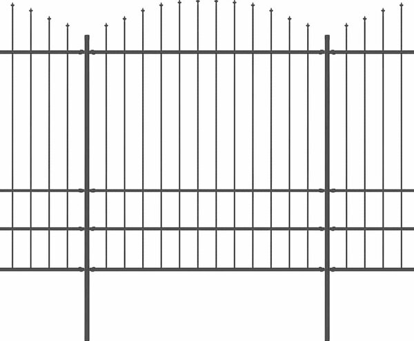 Zahradní plot s kopím nahoře ocelový 671 x 200 cm černý 277751