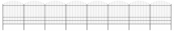 Zahradní plot s kopím nahoře ocelový 1339 x 200 cm černý 277755