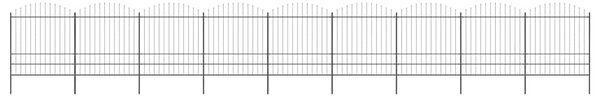 Zahradní plot s kopím nahoře ocelový 1506 x 200 cm černý 277756