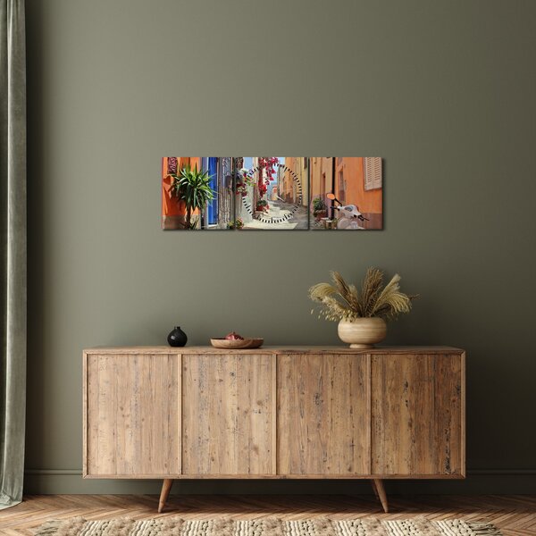 Obraz ulice na Sardínii (s hodinami) (90x30 cm)