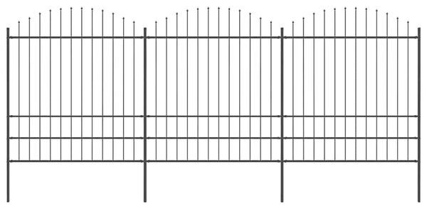 Zahradní plot s kopím nahoře ocelový 504 x 200 cm černý 277750
