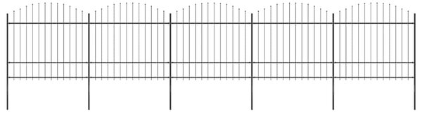 Zahradní plot s kopím nahoře ocelový 838 x 175 cm černý 277743