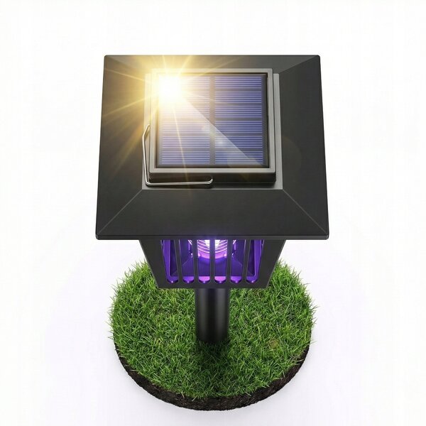 LED solární zápichové svítidlo 44 cm s UV lapačem hmyzu, 1 W, studená bílá, IP44