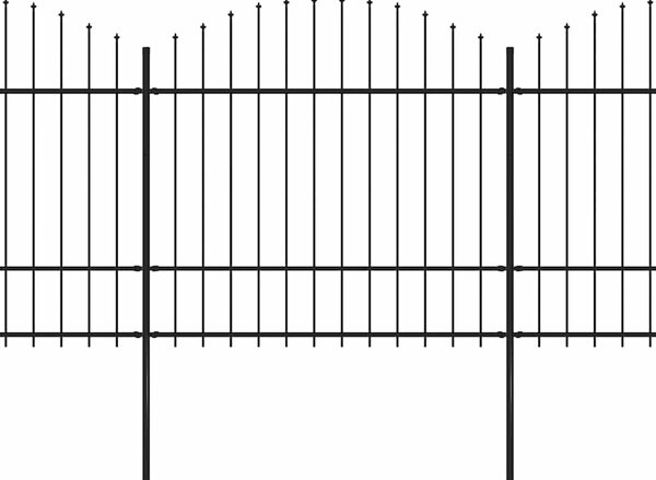 Zahradní plot s kopím nahoře ocelový 1673 x 175 cm černý 277748