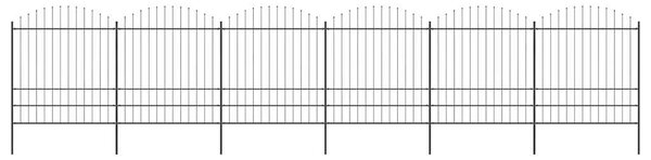 Zahradní plot s kopím nahoře ocelový 1005 x 200 cm černý 277753