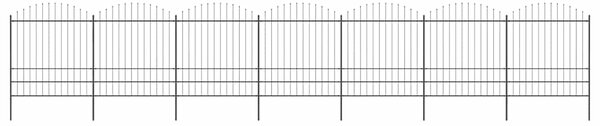 Zahradní plot s kopím nahoře ocelový 1172 x 200 cm černý 277754