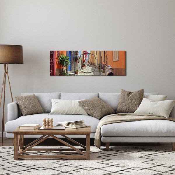 Obraz ulice na Sardínii (s hodinami) (90x30 cm)