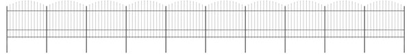 Zahradní plot s kopím nahoře ocelový 1673 x 175 cm černý 277748