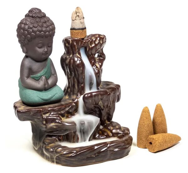Stojánek na vonné kužely "Tekoucí dým" - Malý Buddha