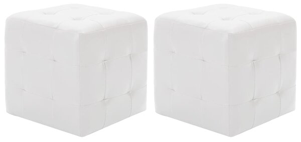 Taburety 2 ks bílé 30 x 30 x 30 umělá kůže 278389