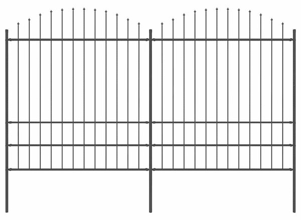 Zahradní plot s kopím nahoře ocelový 337 x 200 cm černý 277749