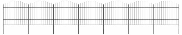 Zahradní plot s kopím nahoře ocelový 1172 x 175 cm černý 277745