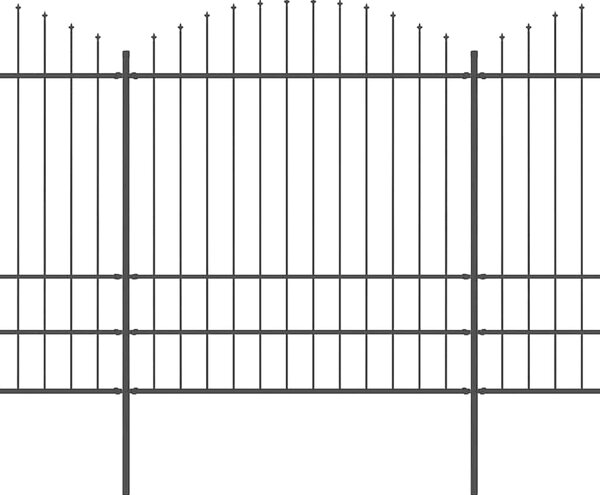 Zahradní plot s kopím nahoře ocelový 1005 x 200 cm černý 277753
