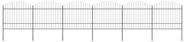 Zahradní plot s kopím nahoře ocelový 1005 x 175 cm černý 277744