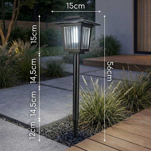LED solární zápichové svítidlo 44 cm s UV lapačem hmyzu, 1 W, studená bílá, IP44