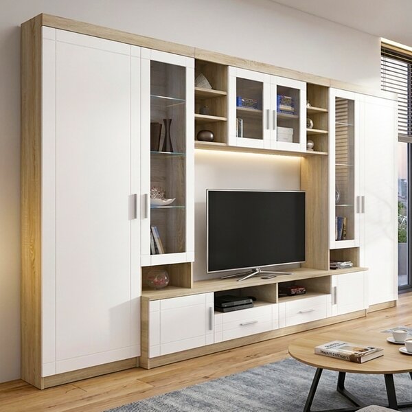 Obývací stěna PARIS | 340 cm | sonoma/bílá