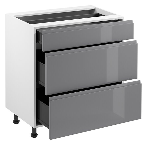 ASPEN gr | dolní skříňka D80S3 se zásuvkami | 80 cm | METALBOX | šedá lesk