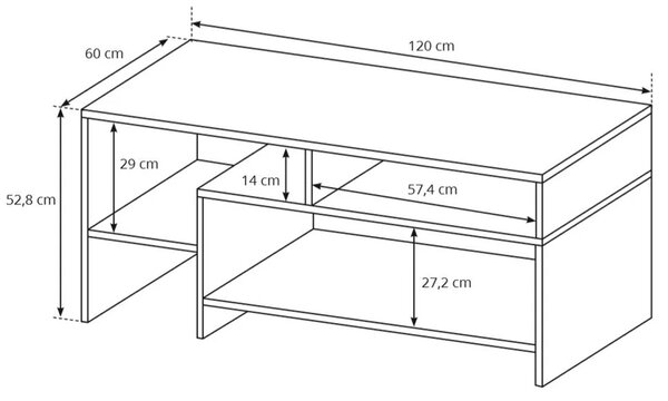 Obývací stěna s komodou ALVA a konferenčním stolkem | 260 cm + 155 cm + 120x60 cm | dub grandson/bílá