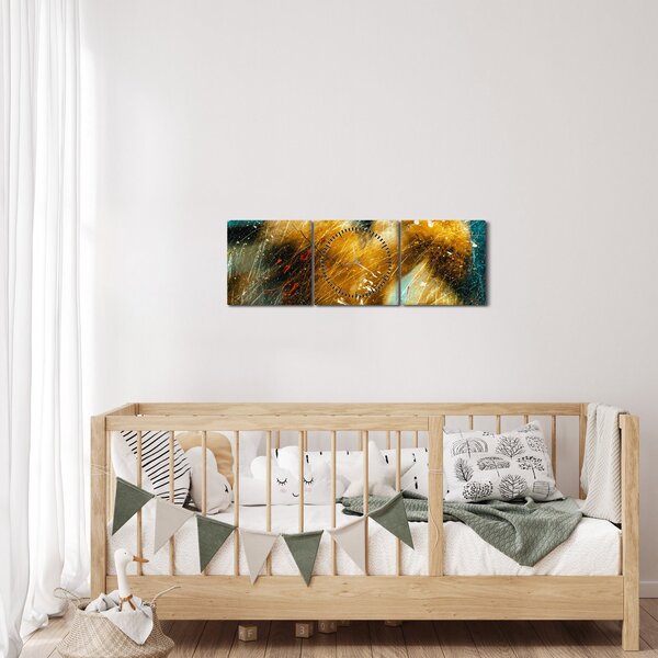 Obraz - Líbající se andělé (s hodinami) (90x30 cm)