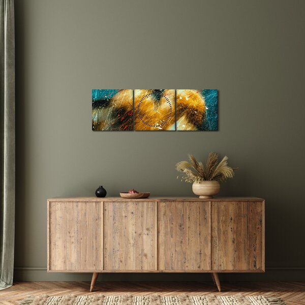 Obraz - Líbající se andělé (s hodinami) (90x30 cm)