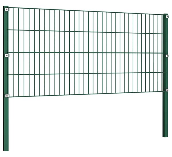Plotový panel se sloupky železný 1385 x 80 cm zelený 278611