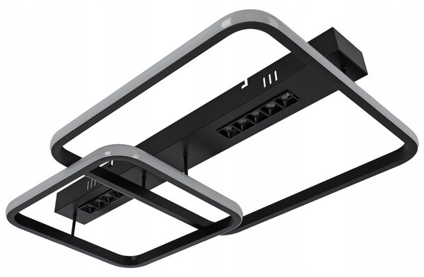 Černé LED závěsné svítidlo 39 W, 3 režimy barvy světla, 3510 lm, IP20, 61 × 41 × 10 cm