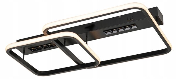 Černé LED závěsné svítidlo 39 W, 3 režimy barvy světla, 3510 lm, IP20, 61 × 41 × 10 cm