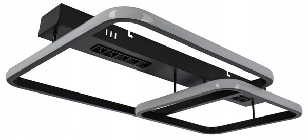 Černé LED závěsné svítidlo 39 W, 3 režimy barvy světla, 3510 lm, IP20, 61 × 41 × 10 cm