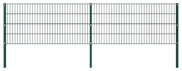 Plotový panel se sloupky železný 349 x 80 cm zelený 278605