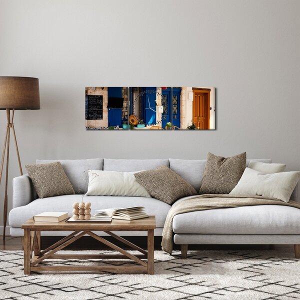 Obraz - Řecké posezení (s hodinami) (90x30 cm)