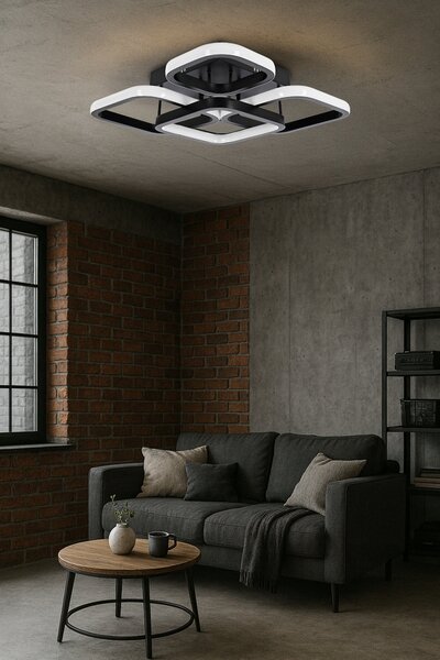 Černé LED závěsné svítidlo 54 W, 4860 lm, IP20, 39 × 39 × 12 cm
