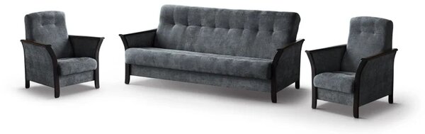 Sedací souprava Roko 3+1+1, tm. šedá/ořech (bonita 209.11/dark grey)
