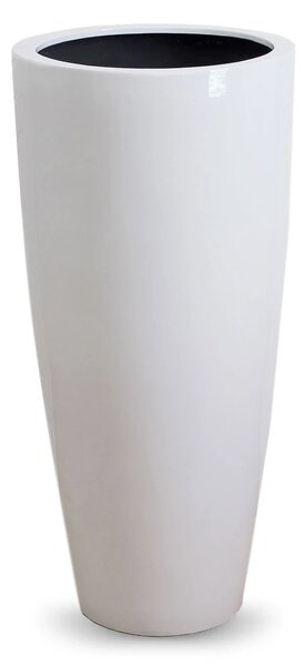 Květináč CITY, sklolaminát, výška 80 cm, bílý lesk