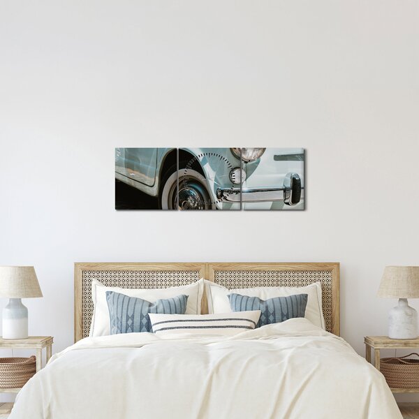 Obraz - Retro auto Fiat (s hodinami) (90x30 cm)