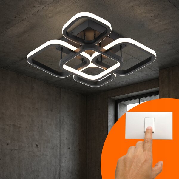 Černé LED závěsné svítidlo 54 W, 4860 lm, IP20, 39 × 39 × 12 cm